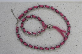 Conjunto cadena y cordón rosa fluor